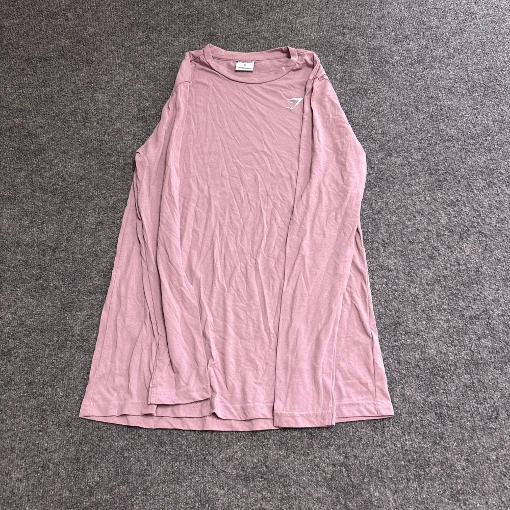 Gymshark Shirt Womens Size S Pink Long Sleeve Training Athletic Gym Top
